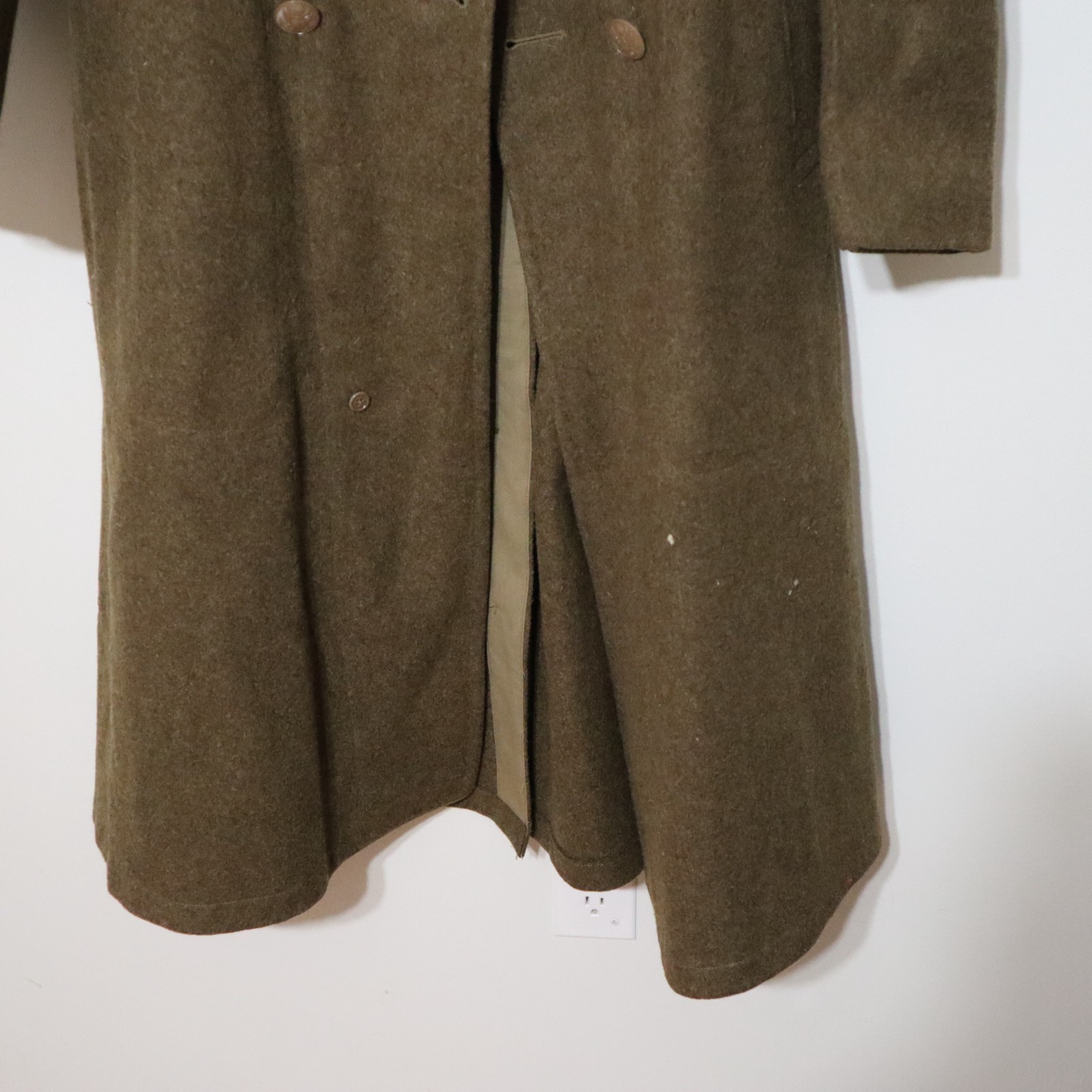 Vintage 1940s WW2 US Military USAAF Army Air Force Wool Overcoat Trench Coat 36