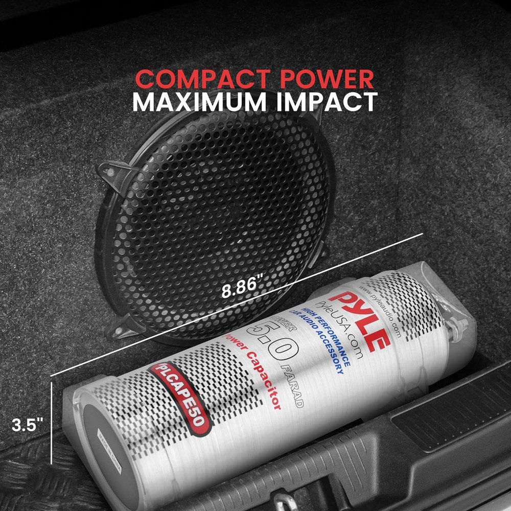 5.0 Farad Digital Power Capacitor - High-Performance Car Audio Accessory with Bl