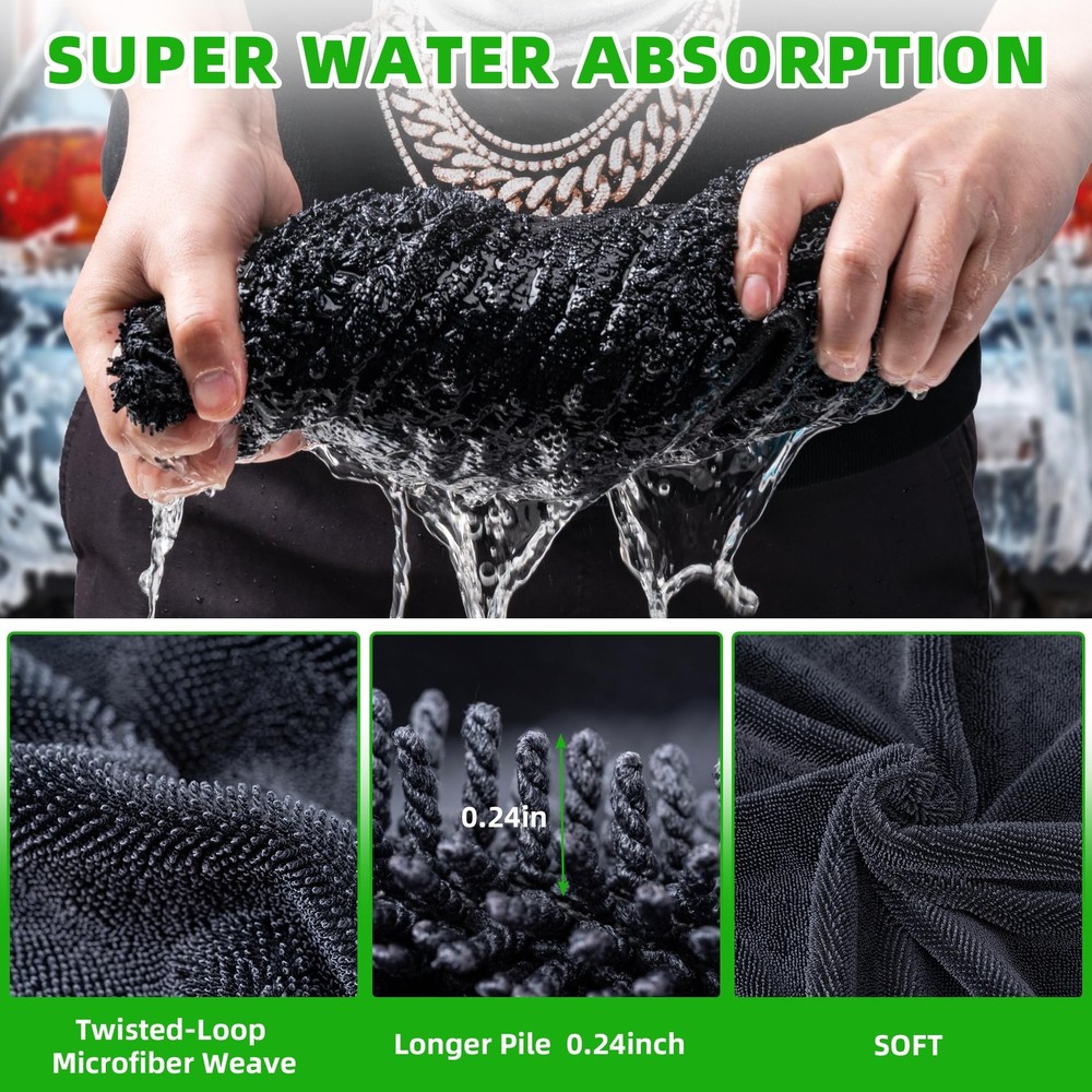 Large Microfiber Car Drying Towel, Ultra Absorbent Microfiber Cleaning 36"x 24"