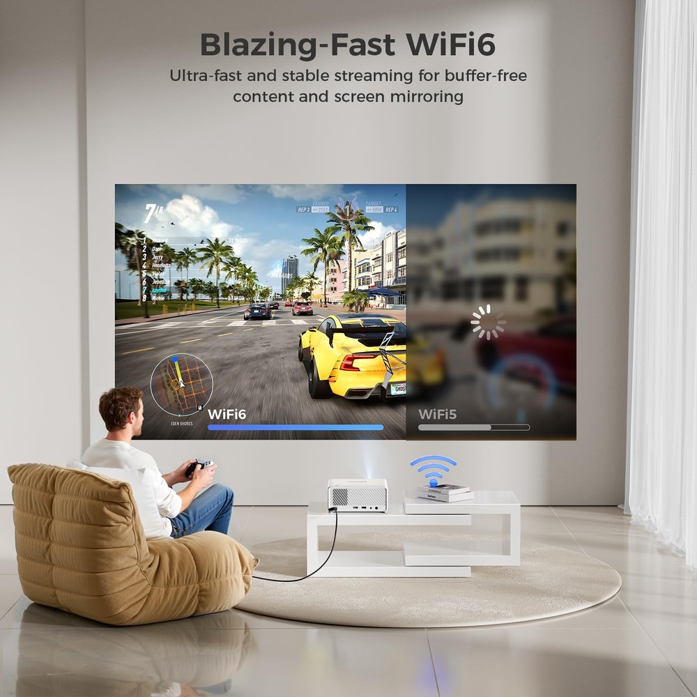 Mini Smart Projector with WiFi and Bluetooth - Compatible with Netflix/YouTub...