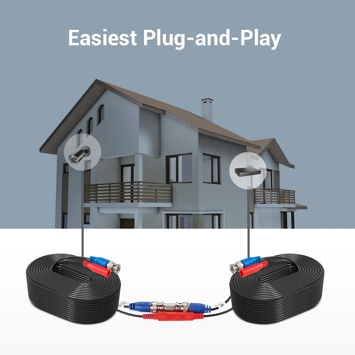 ANNKE 4x 100ft Video Power BNC Cable for CCTV Security Camera System Extend Wire