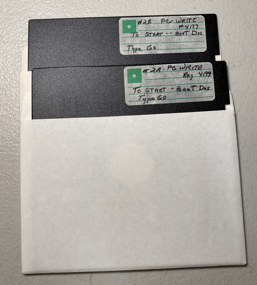 Two Disk PC-WRITE #4199 DOS IBM Tandy Vintage