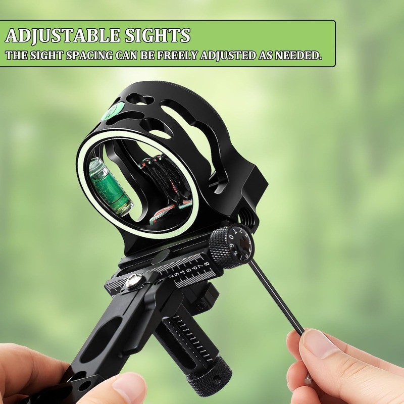 5 Pin Compound Bow Sight 0.019" Micro Fiber Optic Pins Tool Less Micro Adjust
