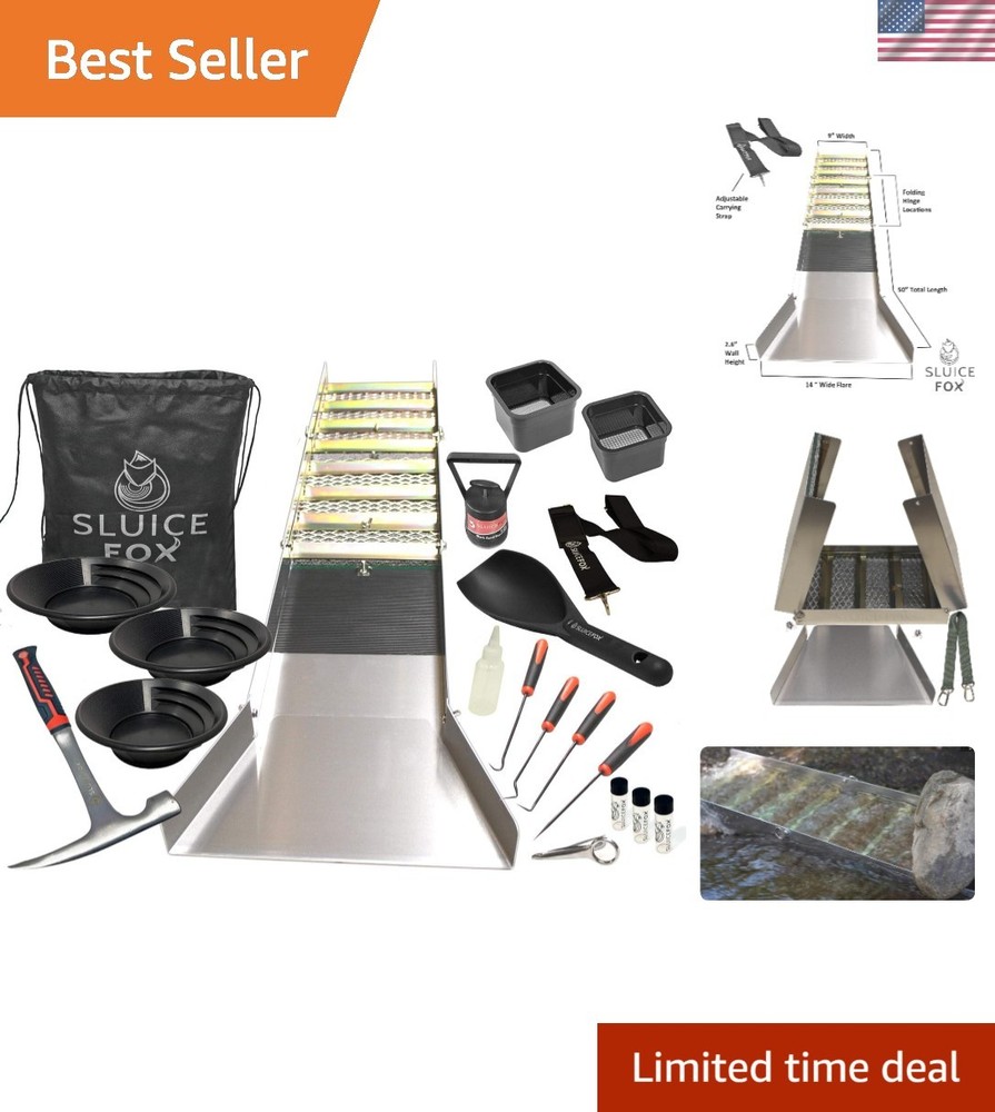 Ultimate Gold Prospecting Kit with Compact 50" Folding Sluice & Accessories