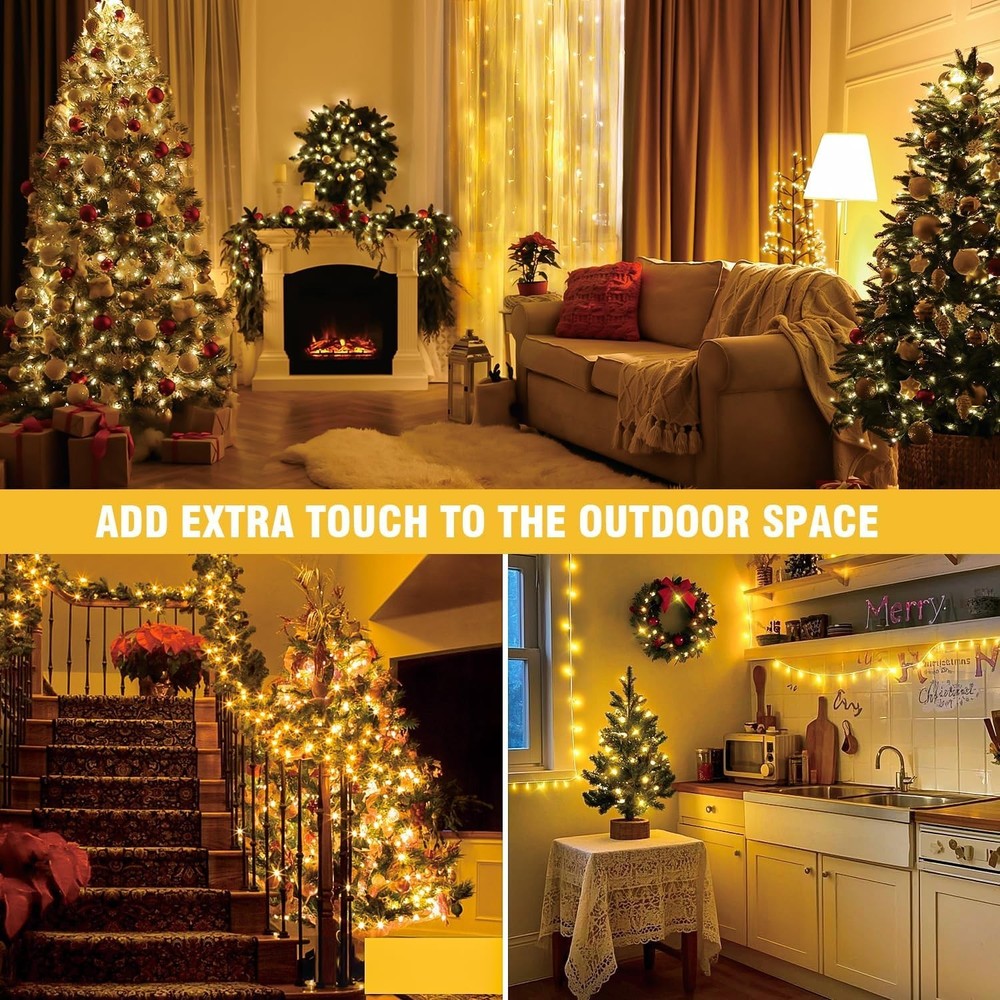 210 LEDs Warm White LED String Lights – 70FT Transparent Wire Waterproof &