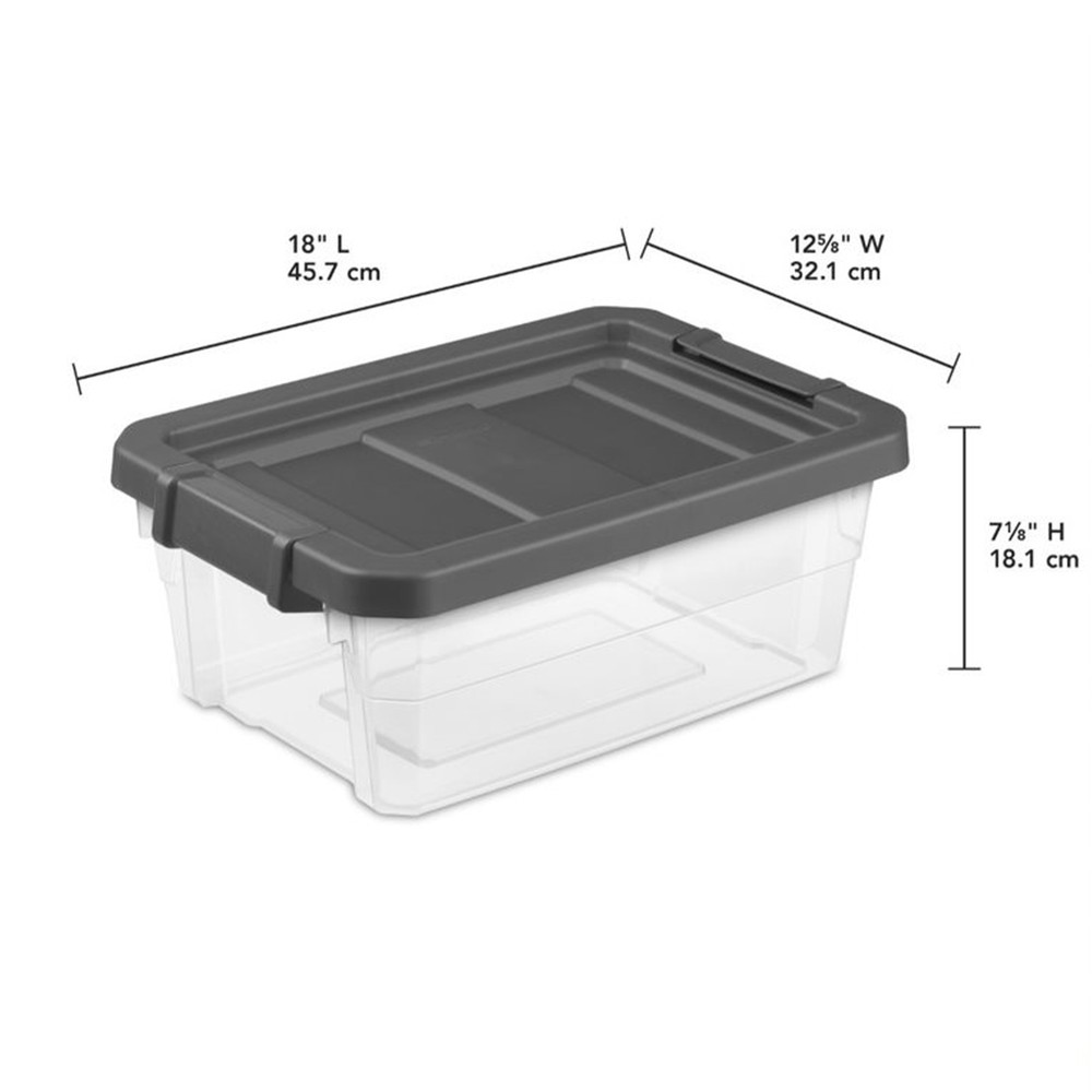 Sterilite 16 Qt Clear Plastic Stacking Storage Containers with Gray Lid (6 Pack)