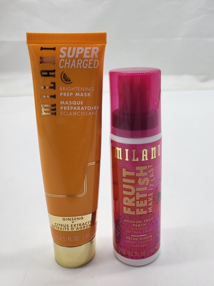 Milani BUNDLE Fruit Fetish Dragon Fruit Peach Setting Spray + Bright Prep  Mask