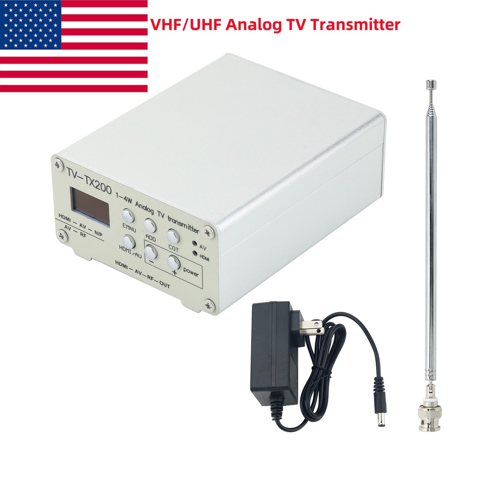 TV-TX200 VHF/UHF Analog TV Transmitter Support HD/AV Input with Antenna USA