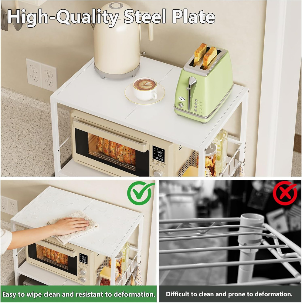 2 Tier Mini Fridge Stand with Storage Adjustable Height Mini Fridge Shelf over M