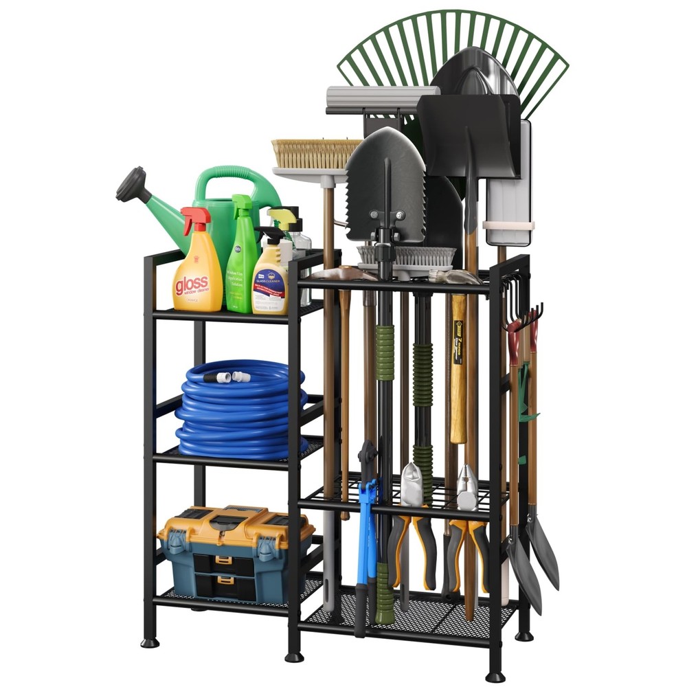 Garden Tool Organizer for Garage Organization, 3 Tier Yard Tool Storage Rack ...