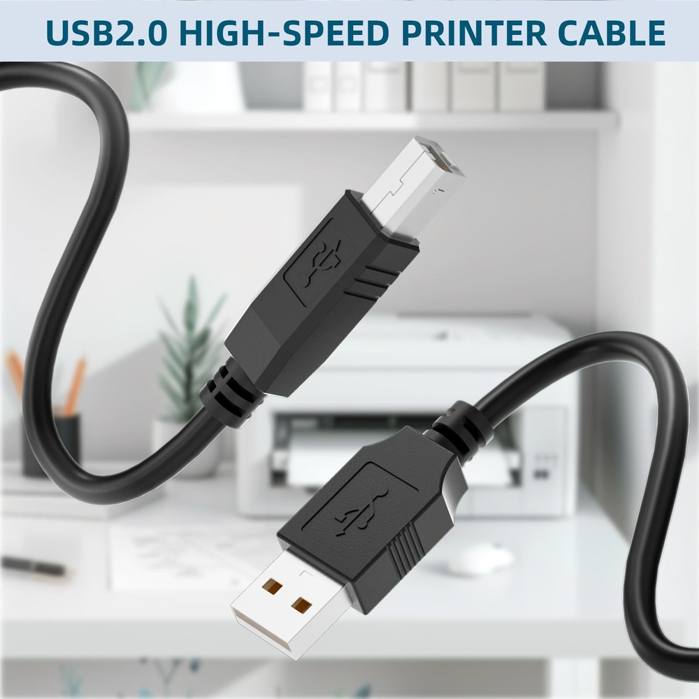 Kehtmay USB 2.0 Printer Cable 20 FT,USB A to B Connector, 20FT, Black