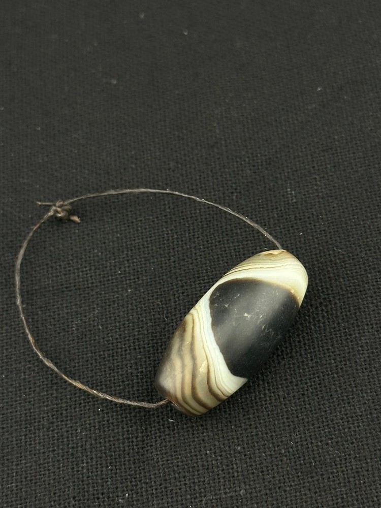 Authentic Ancient Large Banded Agate Stone Dzi Bead in Good Condition