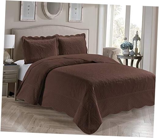 Home Collection 3 Piece Over Size Embossed Solid Color Coverlet Bedspread New