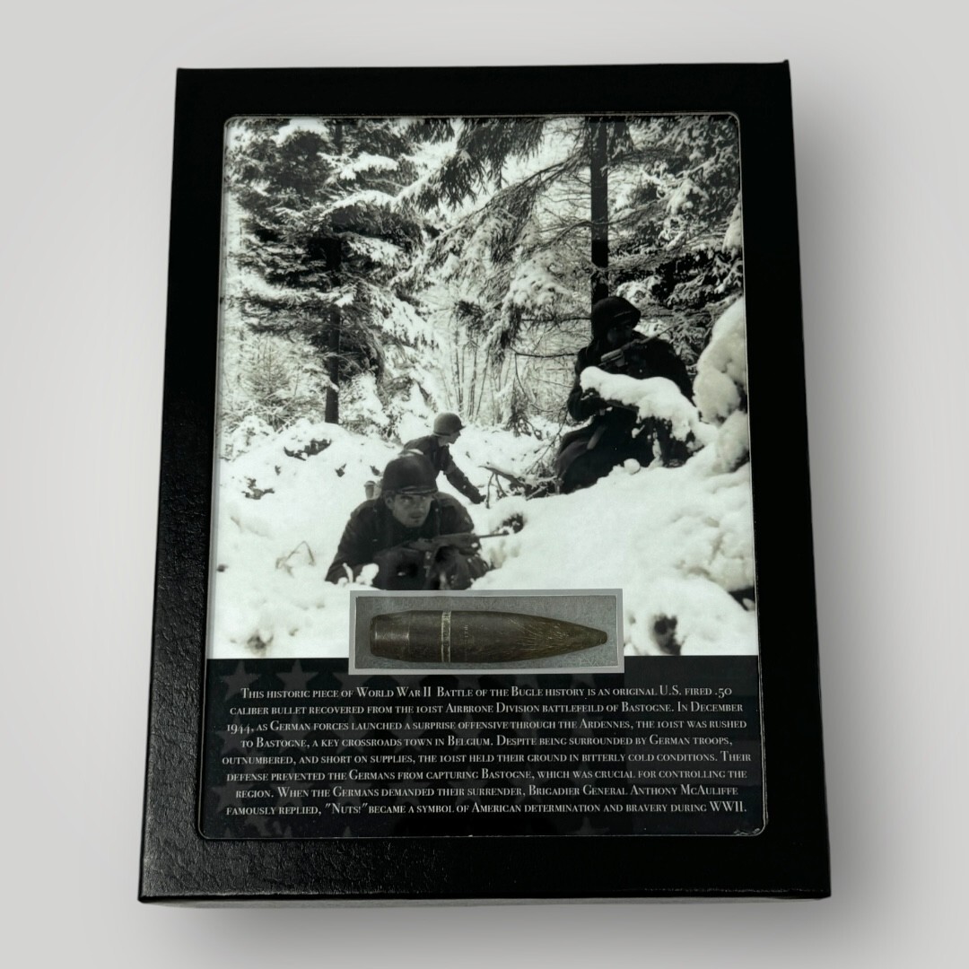 WWII Battle of the Bulge Bastogne Ardennes 1944-45 Military Gift Display COA