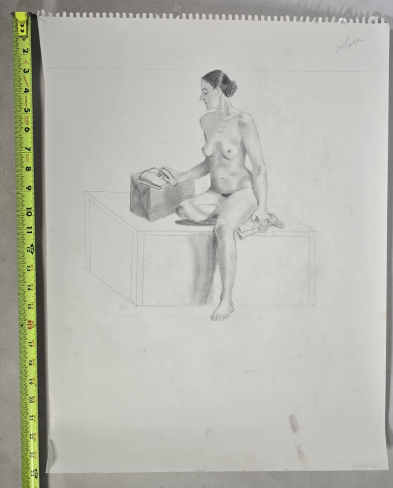 6 NUDE FIGURES PENCIL ILLUSTRATIONS- AMATURE, SIGNED