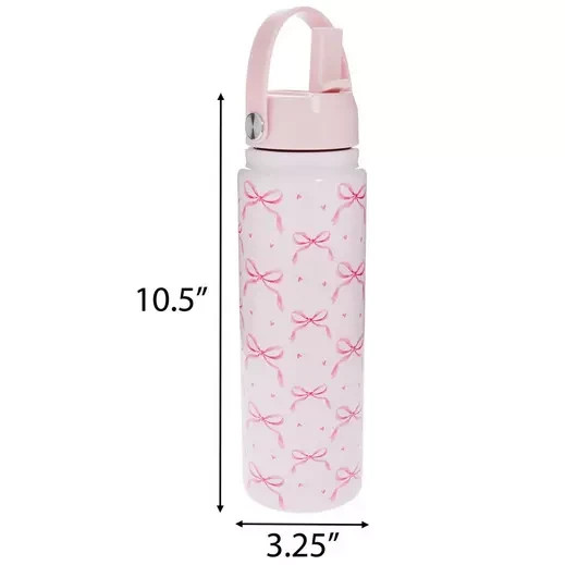 27oz Bows & Hearts Pink Water Bottle