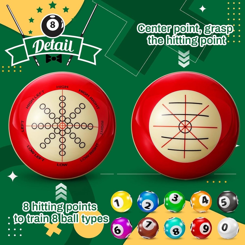 2 Pcs Billiards Cue Ball with Dots Practice Training Artifact Regulation Blue