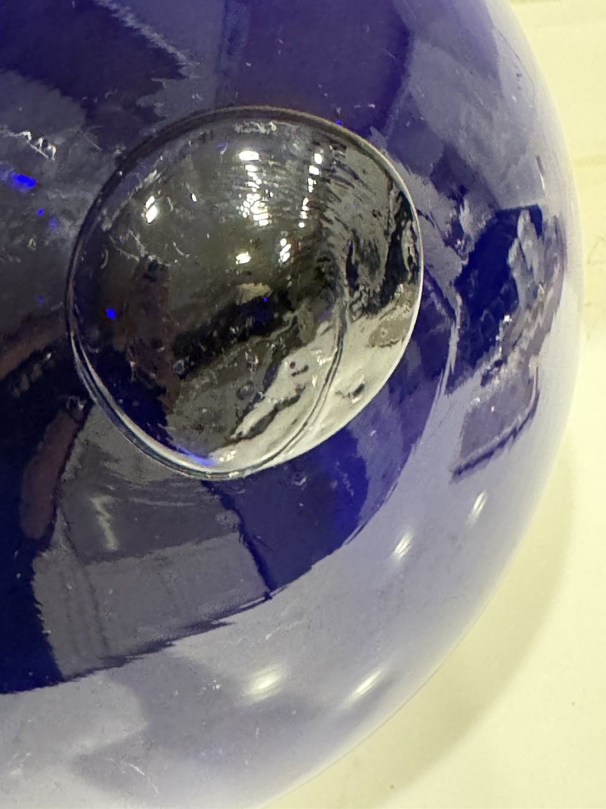 Glass Fishing Float Buoy Ball. Cobalt Blue 12" Diameter. Circumference 37”