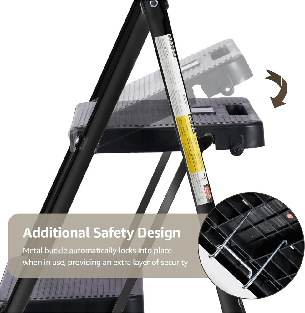 4 Step Folding Ladder with Tool Platform Non-Slip