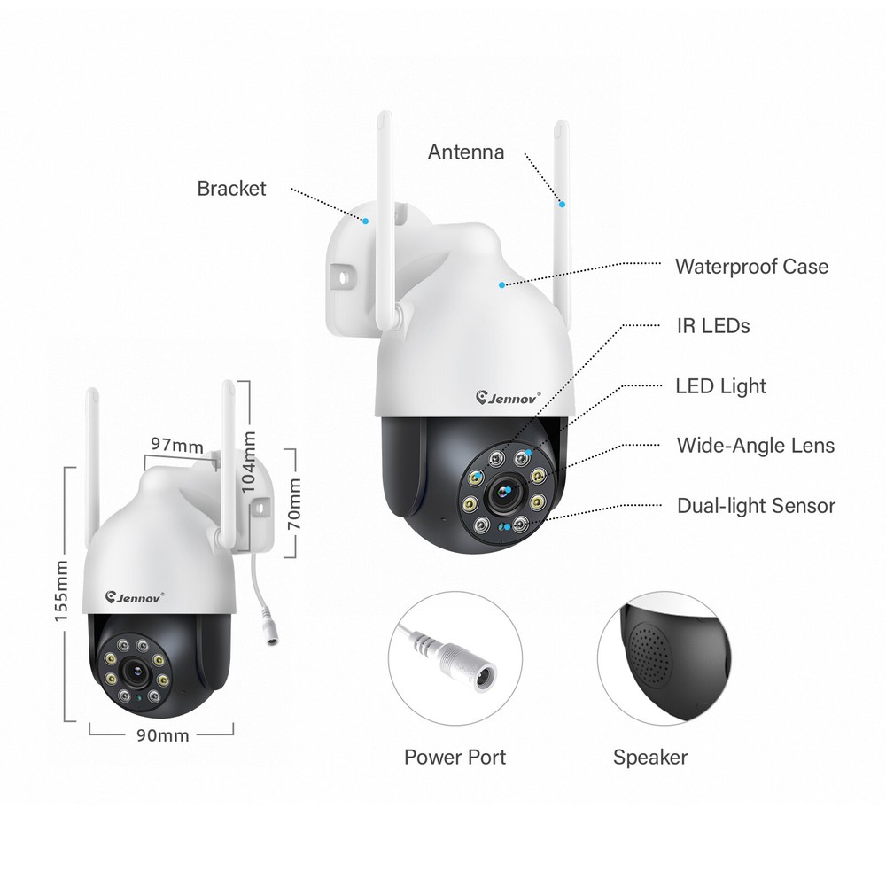 Wireless Outdoor Cameras System 5MP PTZ Security Camera Human Auto-Tracking