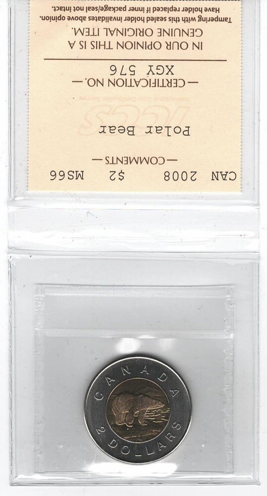 2008 Canada $2 Polar Bear - ICCS MS66 - XGY 576