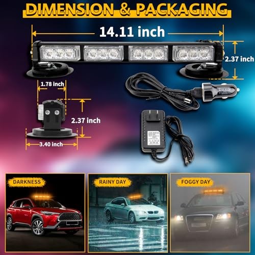 Rechargeable Emergency Strobe Light,12 LED Rooftop Emergency Hazard Strobe