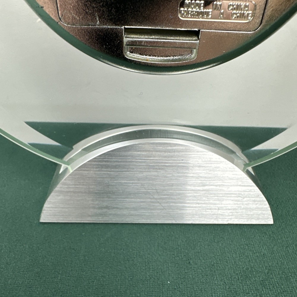 Danbury Clock Co. Quartz Round Glass Desk Clock-Tested/Working