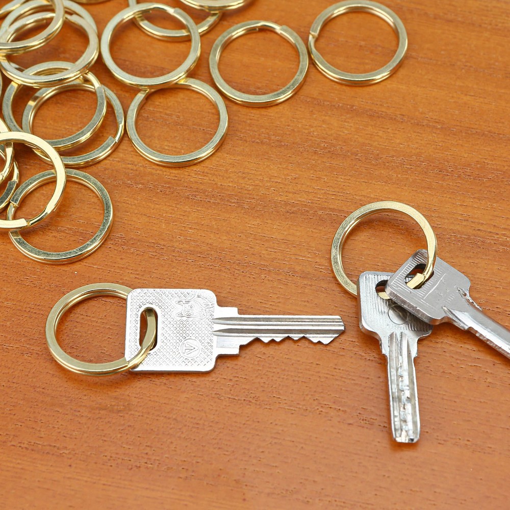 Solid Brass Flat Keyring 15/20/25/30/32/35mm Split Key Rings Hoop Loop Keychain