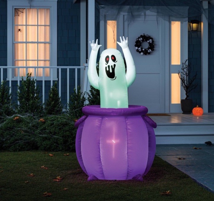 Hyde Eek Animated Ghost In Cauldron 5’ Inflatable Lights Up Halloween