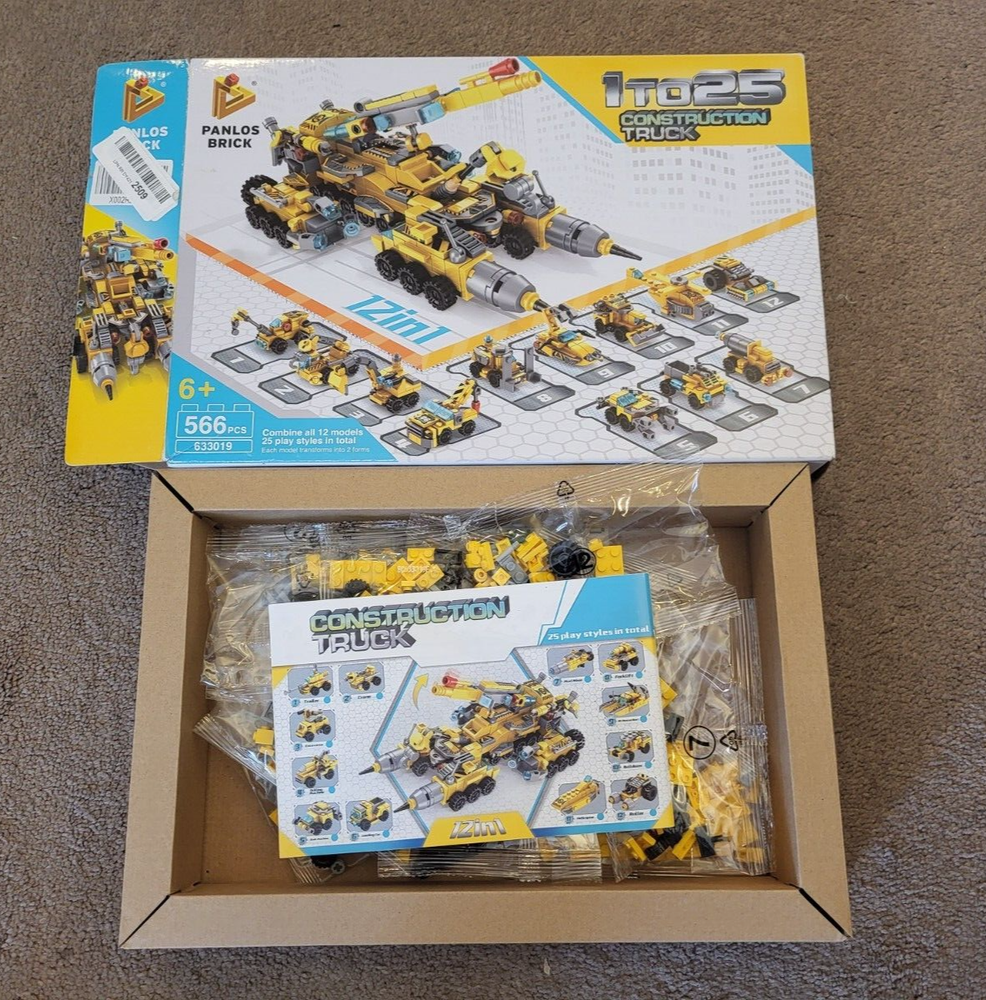Panlos Brick Building Set Construction Truck 12 models Vehicles 566 pc