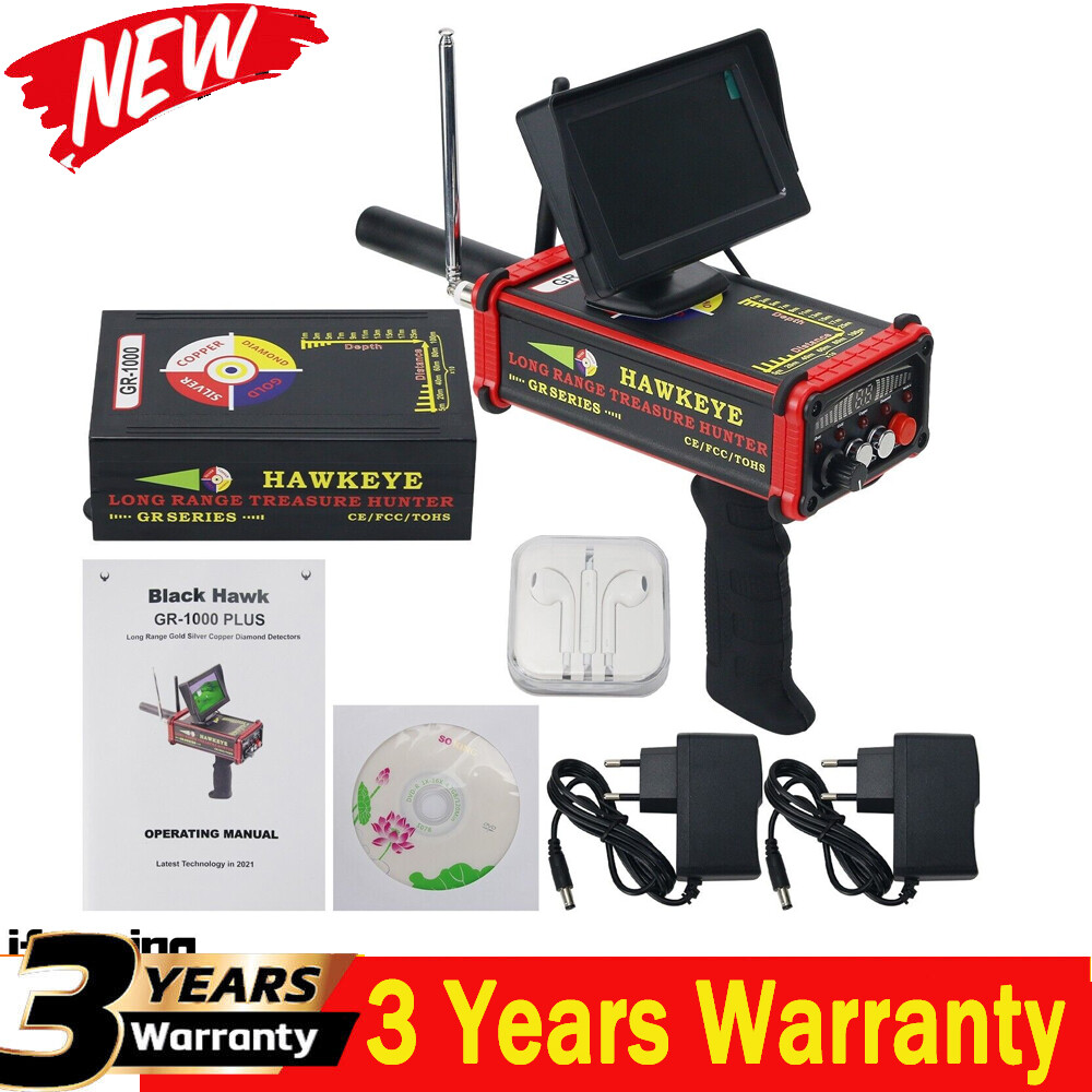 HAWKEYE GR-1000 Plus Gold Detector Long Range Treasure Hunter Gold Finder+Screen