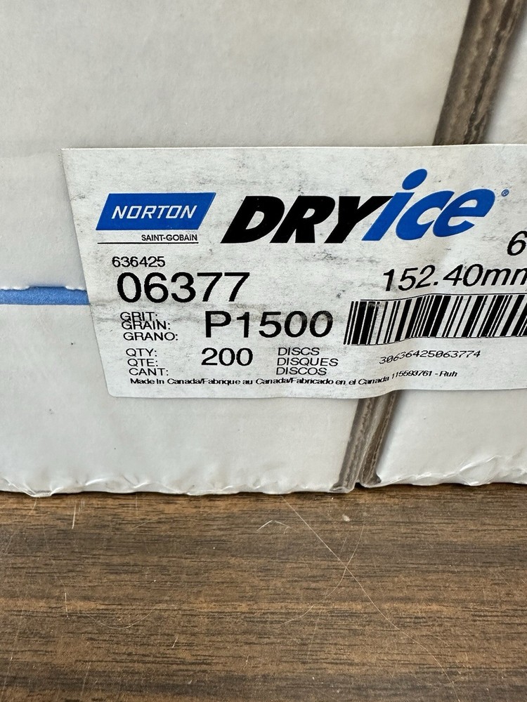 Norton Dry-Ice P1500 6” Dia Discs, 200 Ct