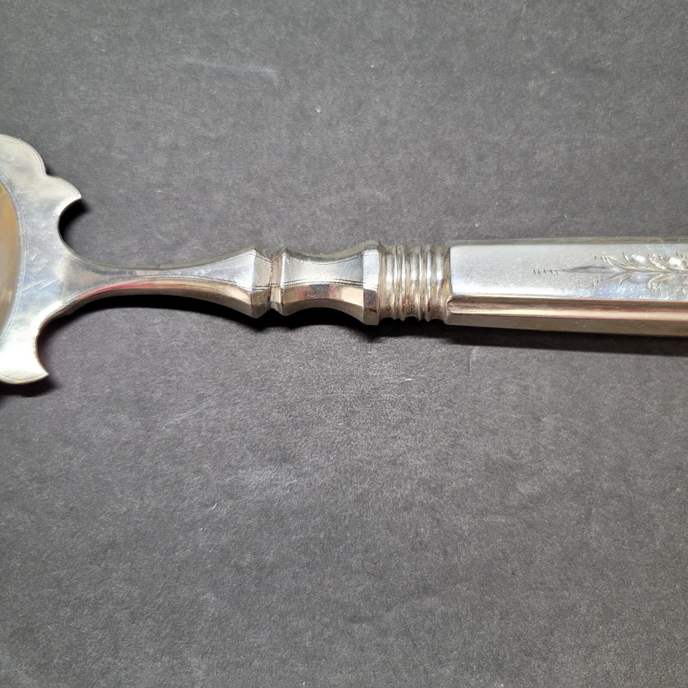 Antique Russian 84 Silver 11" Engraved Fish Server Riga ? CHS ? GHS ?