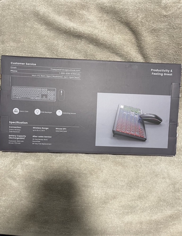 Trueque Wireless Keyboard and Mouse Combo, RGB Backlit