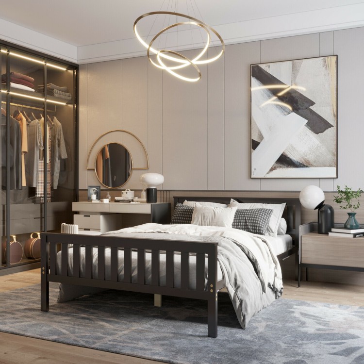 Solid Wood Platform Bed with Headboard, Slats, 12” Storage, Easy Assembly