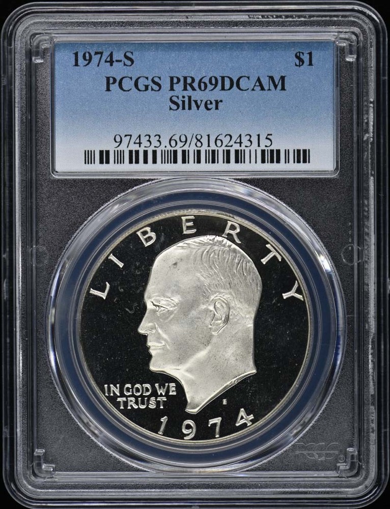 1974-S $1 Silver Ike Dollar - Type 2 Silver PCGS PR69DCAM