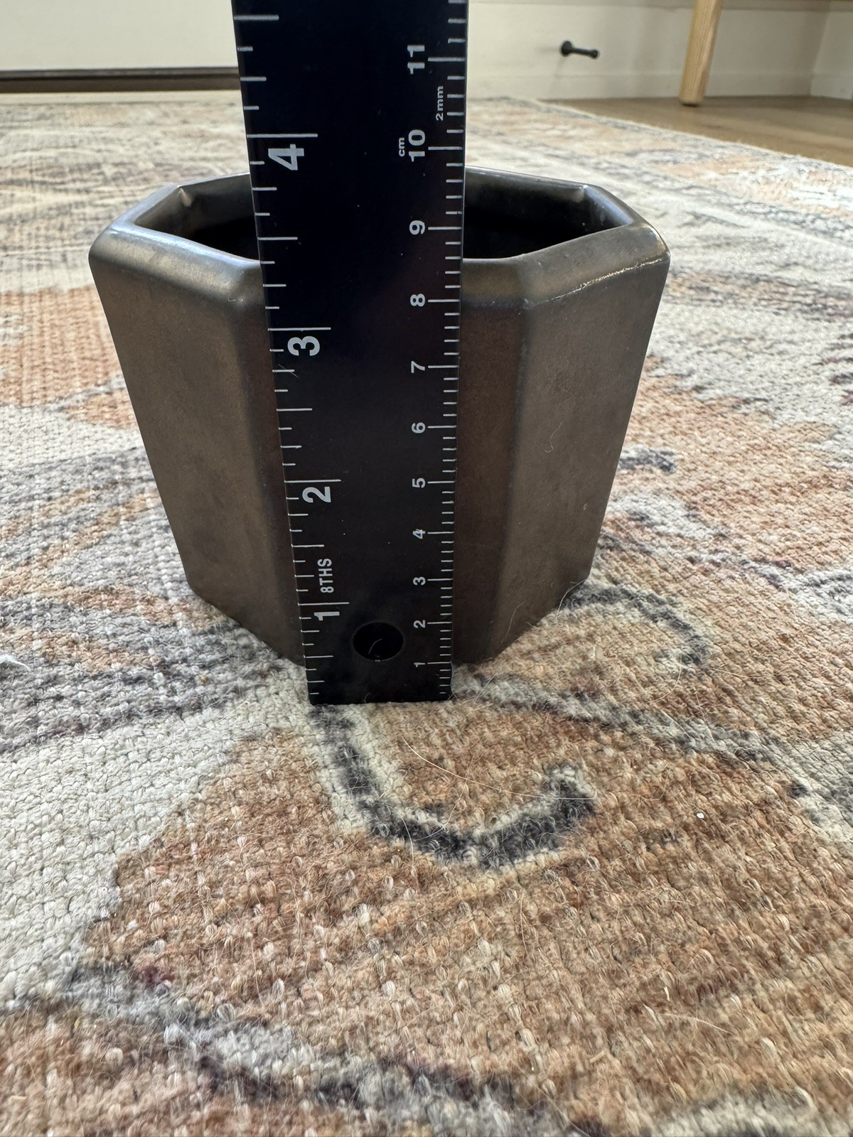 Bronze octagonal container vessel candle making organizer plant 4” x 3.25” 10 oz