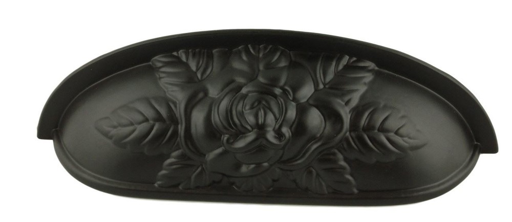 3-3/4" Old Rose Pattern Cup Pull Oil Rubbed Bronze