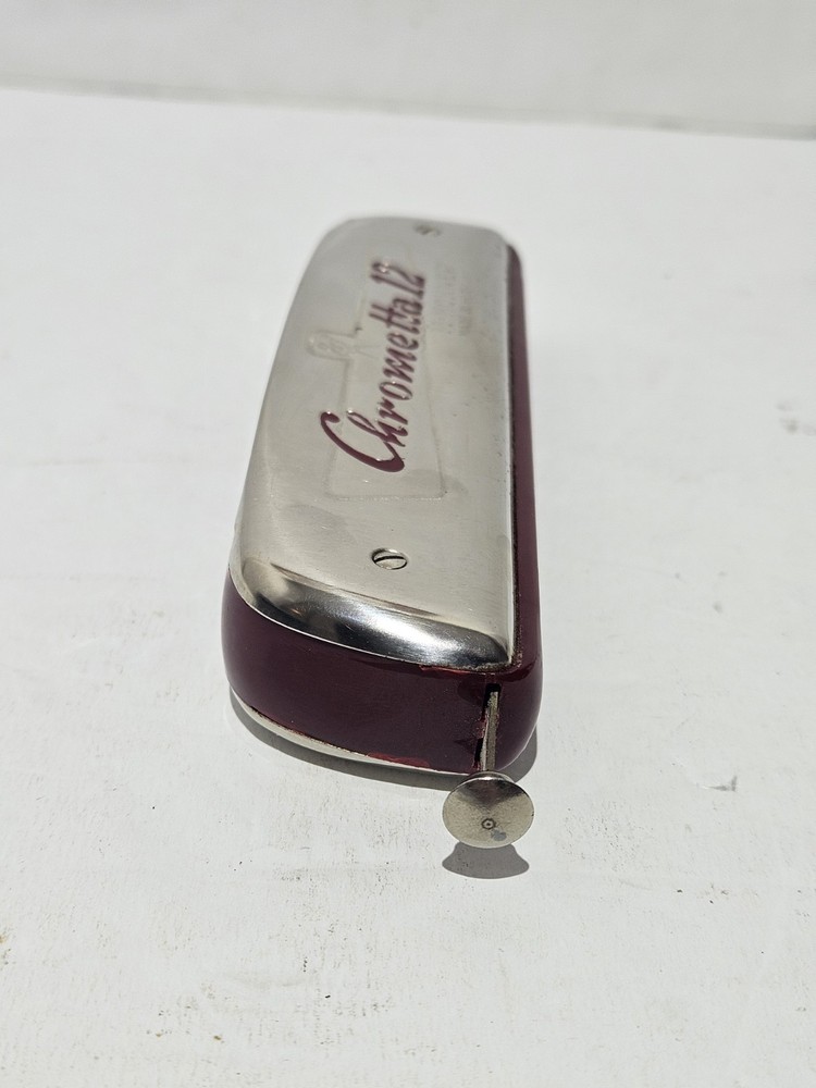 Vintage M HOHNER “Chrometta 12” Slide Harmonica with Original Case
