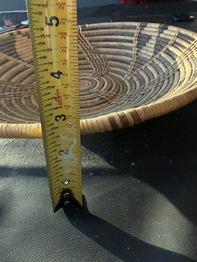 Handmade Botswana Woven Basket Platter Geometric Pattern 15”