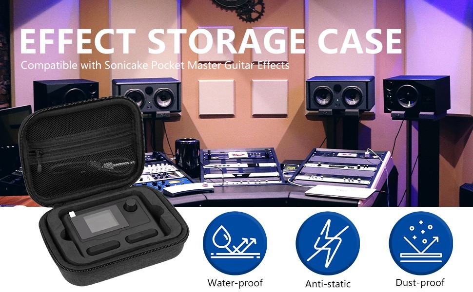 Guitar Effect Pedal Storage Case - Fits Pocket Master, Sponge Lining, Dark Grey