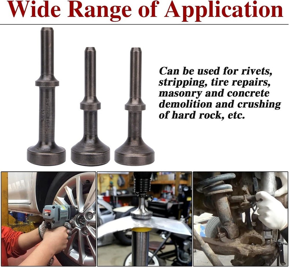 Air Hammer Attachments for Pneumatic Tools Air Chisel Bits 0.401" Shank +Spring