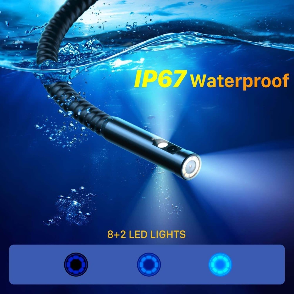 Endoscope Camera w Light, 1080P Camera w 5" IPS Screen, 32GB Card, 16.4ft