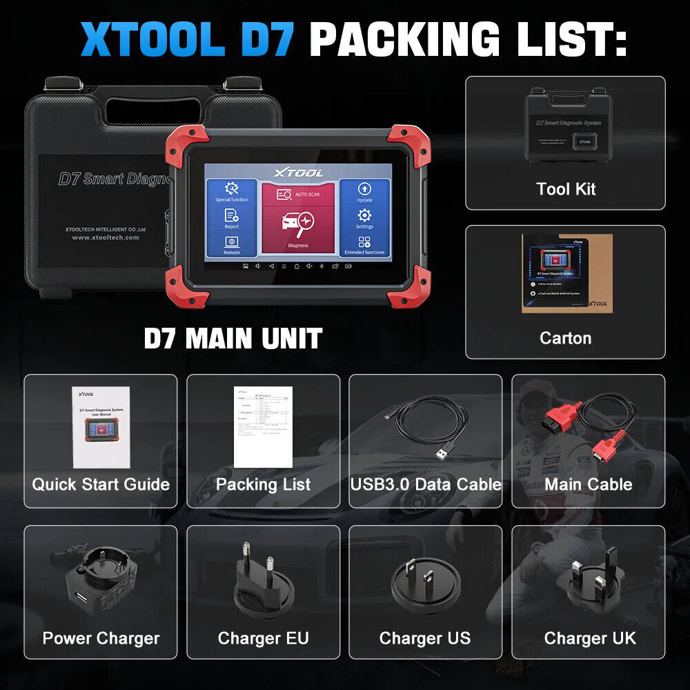 2024 XTOOL D7 OBD2 Full System Auto VIN Diagnostic Scanner Bi-Directional Tool