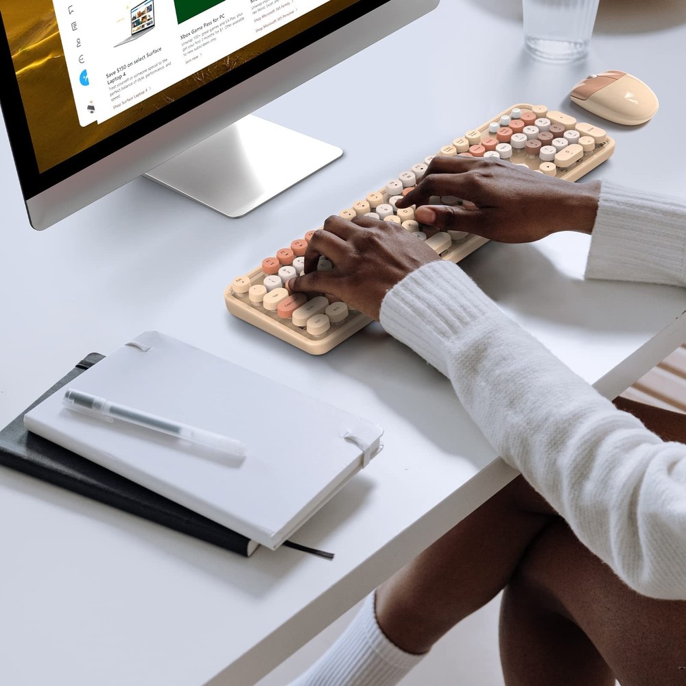 MOFII Wireless Computer Keyboard and Mouse Combo, Typewriter Full Size Keyboa...