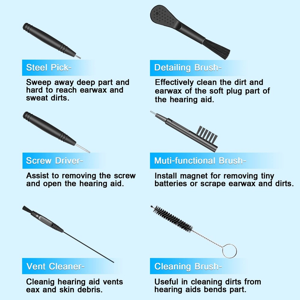 Hearing Aid Cleaning Kit, Hearing Aid Cleaning Tools, Hearing Aid Brushes