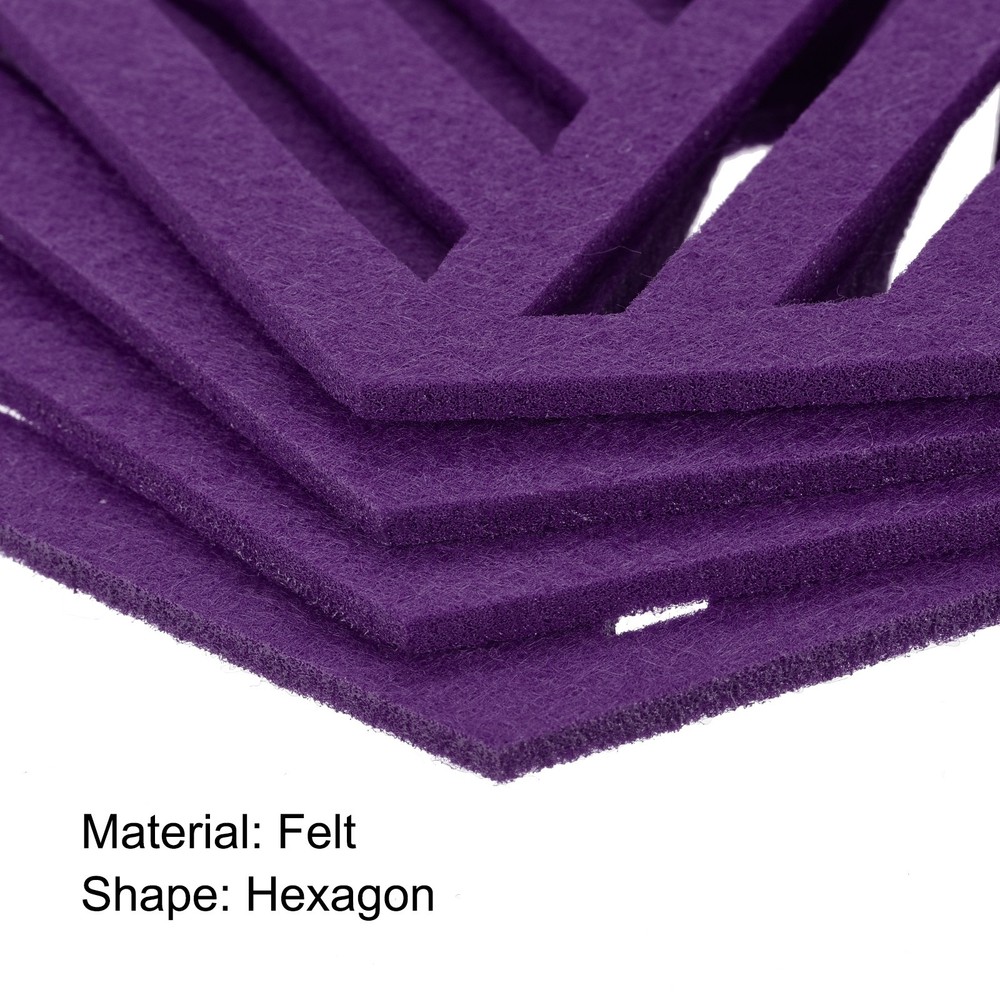 Felt Coasters, 4pcs Hexagonalagon Mat Tampons Coaster, Purple