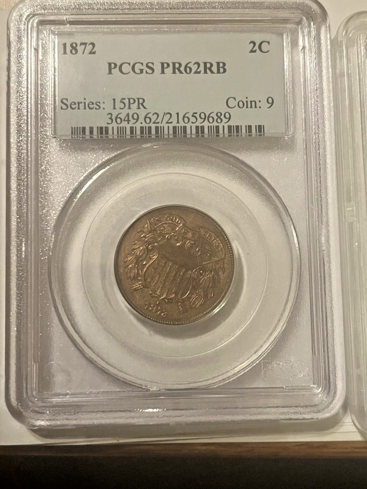 1872 Two Cent PCGS PR62 Red Brown,  Scarce date