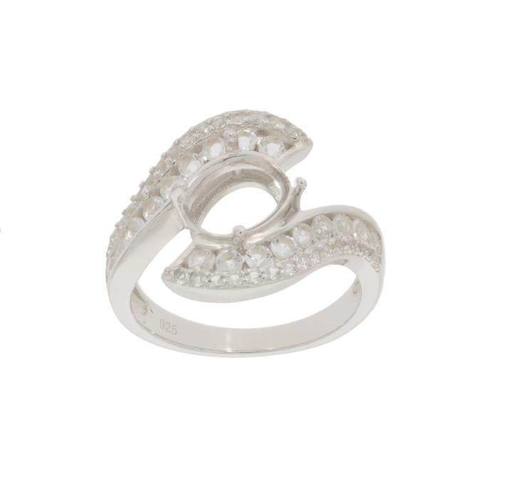 925 Sterling Silver Semi Mount Ring Setting Oval 7x5mm Without Center Stone