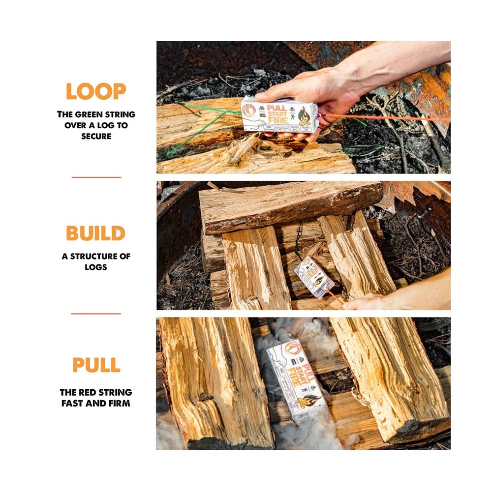 Pull Start Fire Pull String Firestarter | No Matches Required, Fire Starts in...